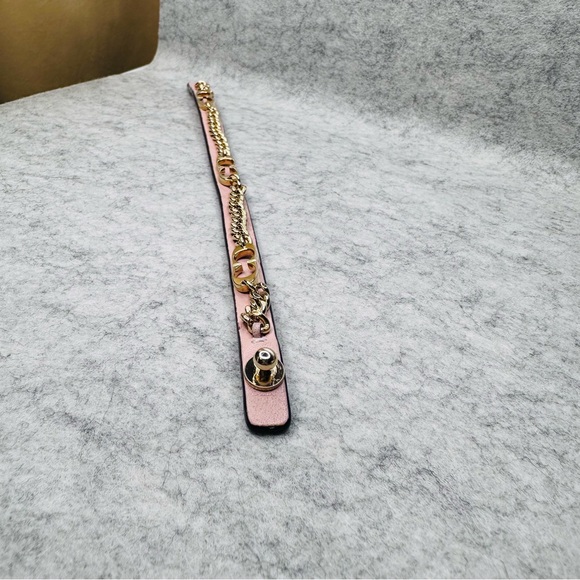 COACH Signature C Chain Pink Leather Bracelet - Picture 4 of 7